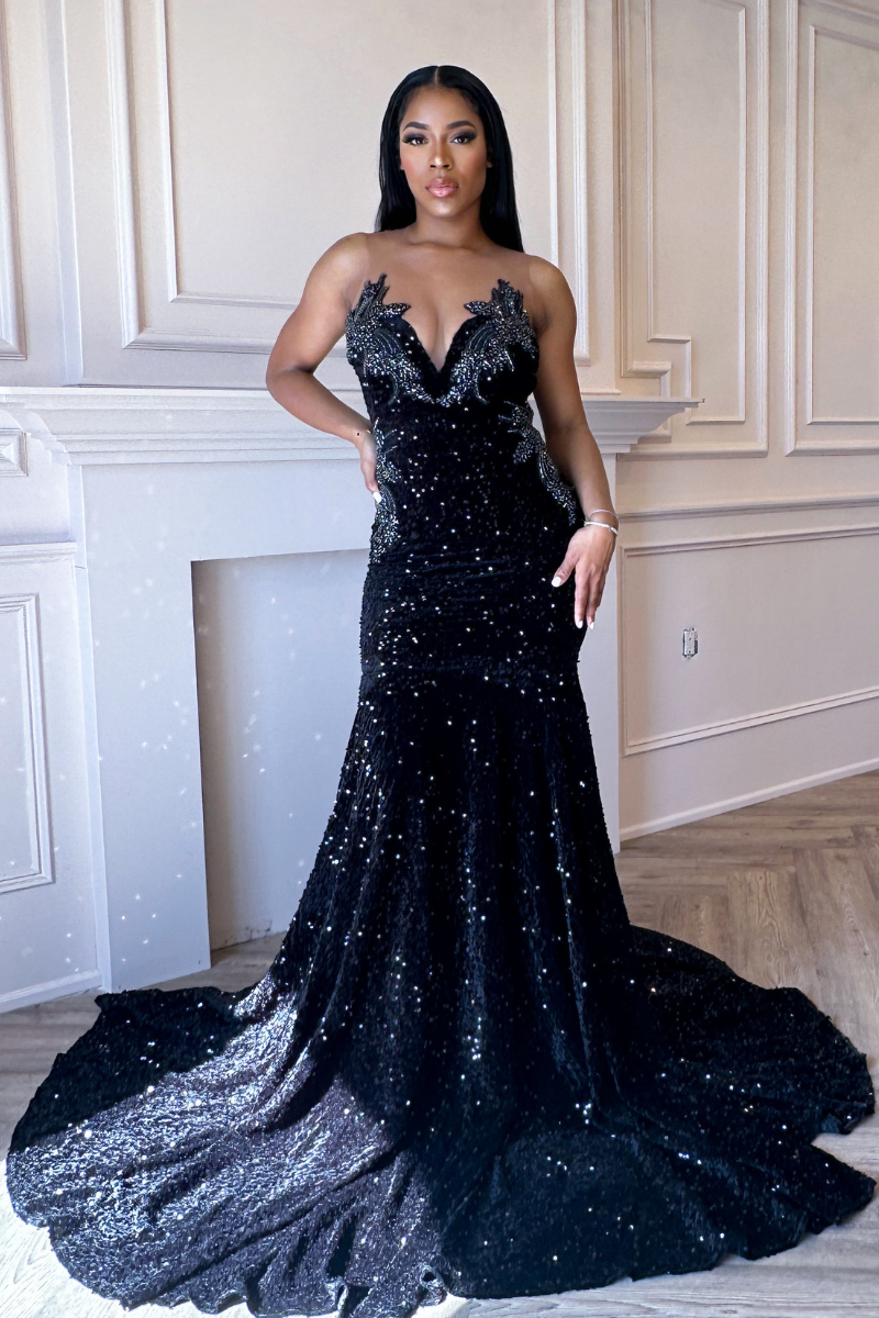 Mara Black Sequin Dress – SLAYEDBYTEN - Main Image