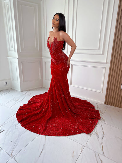 long red sequin dress strapless Mara Red Sequin Dress – SLAYEDBYTEN