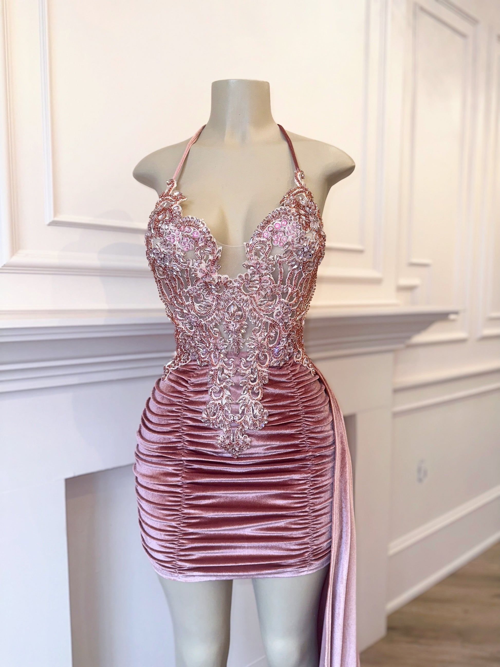 pink velvet bodycon dress Velvet Bodycon in Pink
