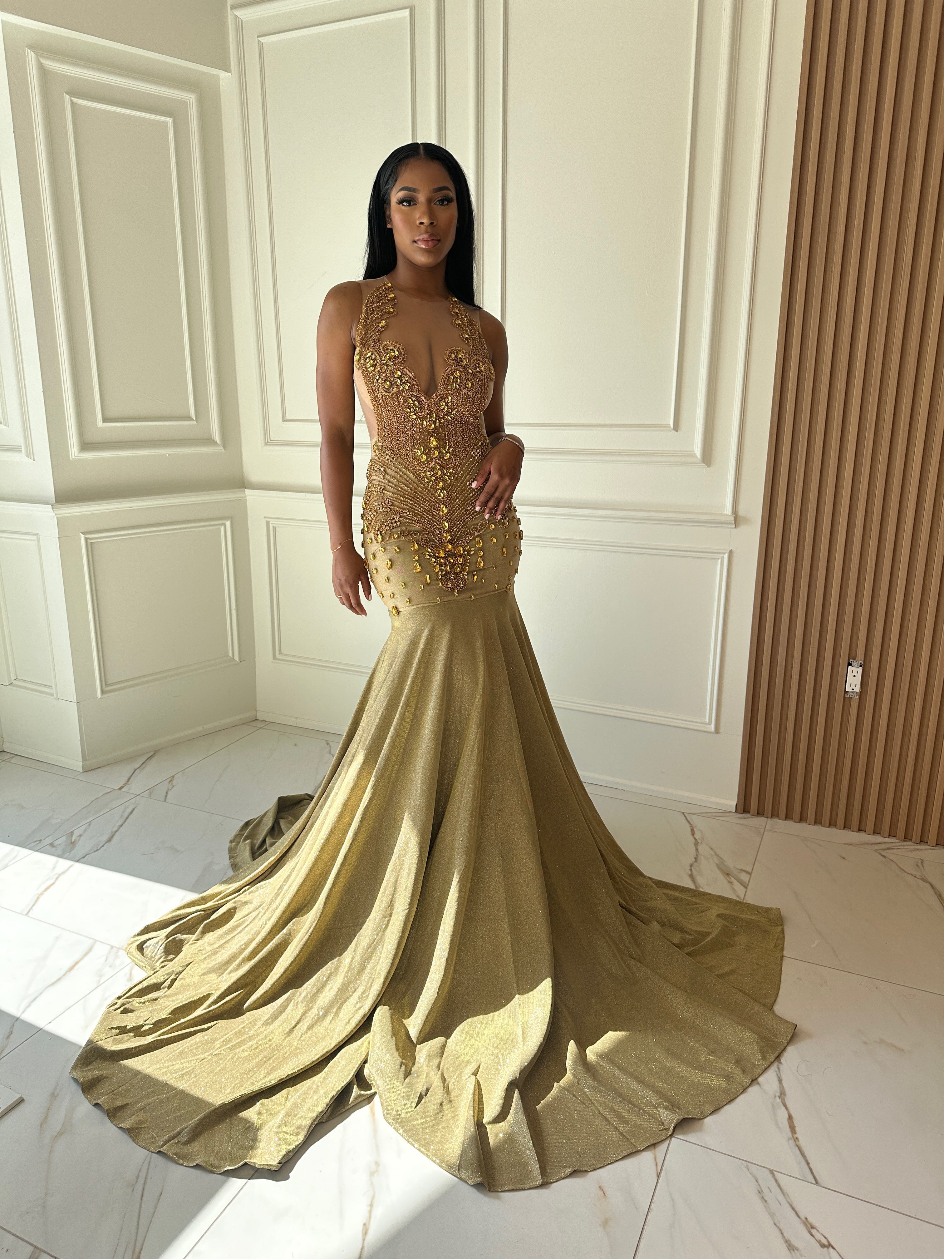 Lola Gold Glitter Rhinestone Dress – SLAYEDBYTEN